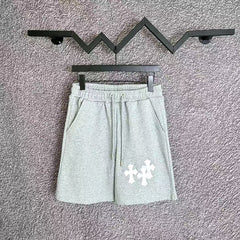 Chrome Hearts Light Gray & White Cross Patch Sweatshorts