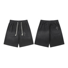 Chrome Hearts Black Drawstring Single Cross Patch Sweatshorts