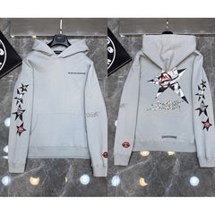 Chrome Hearts Star Sleeve & Graphic Back Hoodie (Light Grey)
