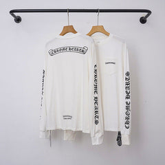 Chrome Hearts Back Script Banner & Sleeve Long Sleeve (White)
