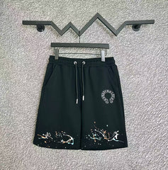 Chrome Hearts Black Paint Splatter & Horseshoe Sweatshorts