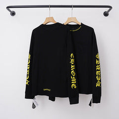 Chrome Hearts Yellow Gothic Script Collar & Sleeve Long Sleeve (Black)