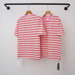 Chrome Hearts Monogram Striped Short Sleeve T-Shirt (Pink/White)