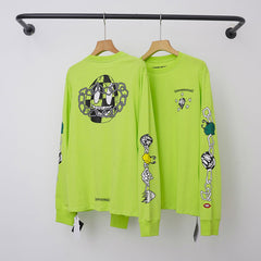 Chrome Hearts Chain & Multi-Graphic Long Sleeve (Neon Green)