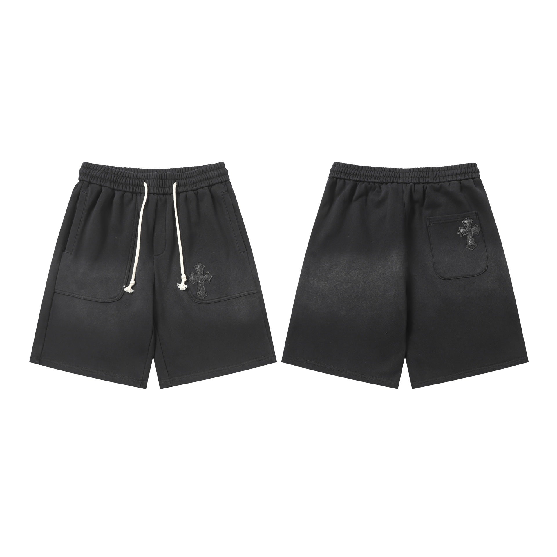 Chrome Hearts Black Drawstring Single Cross Patch Sweatshorts