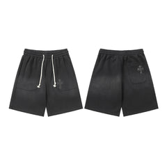Chrome Hearts Black Drawstring Single Cross Patch Sweatshorts