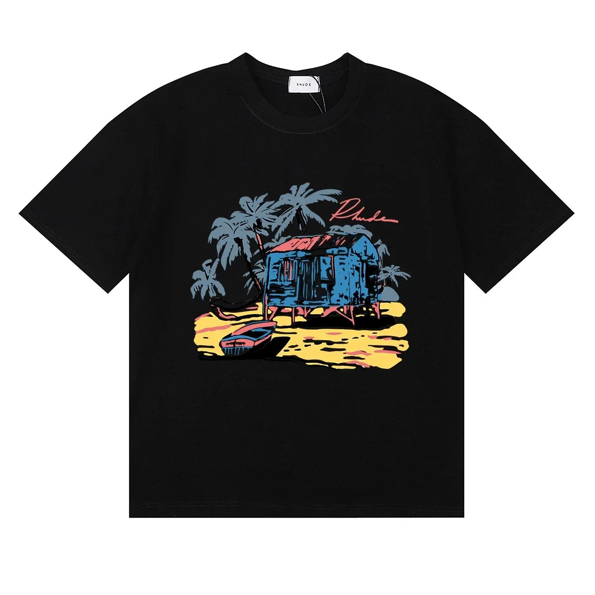 RHUDE Island Graphic Print T-Shirt - Black