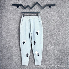 Chrome Hearts Multi-Cross Applique Lounge Pants (Light Grey)
