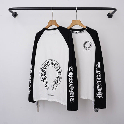 Chrome Hearts Raglan Horseshoe & Cross Long Sleeve (White/Black)