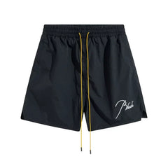 RHUDE Signature Script Logo Athletic Shorts - Black / White