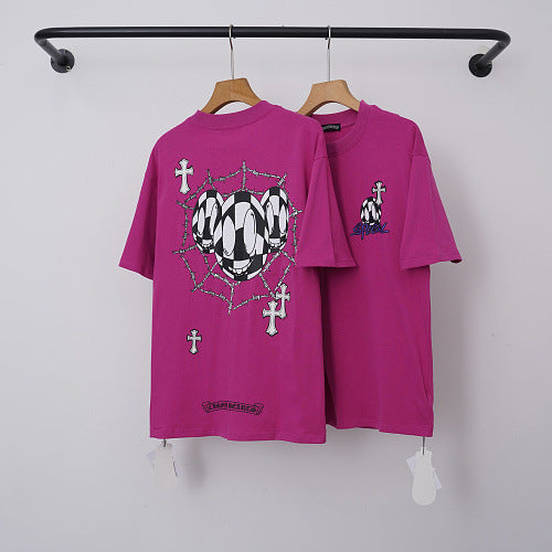 Chrome Hearts Barbed Wire & Geometric Ball Graphic Short Sleeve T-Shirt (Magenta)