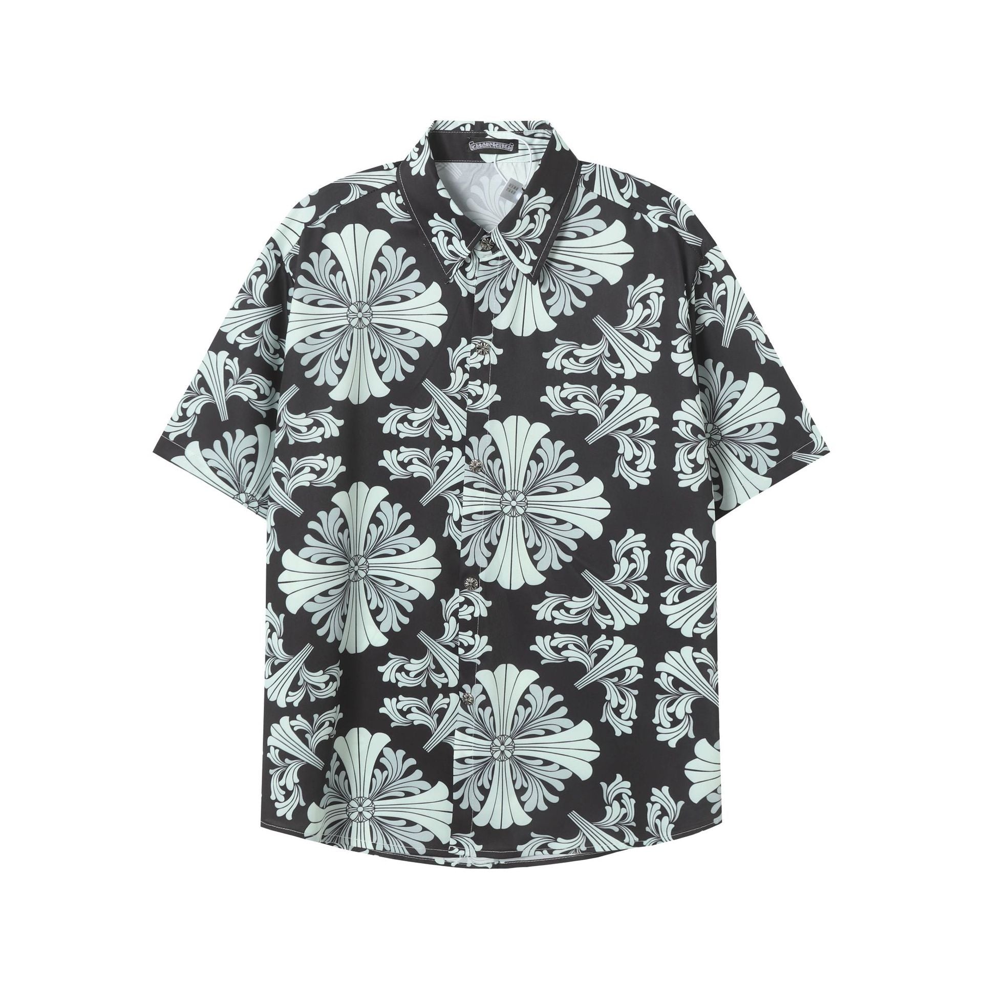 Chrome Hearts Black & Gray Large Cross Monogram Short-Sleeve Shirt