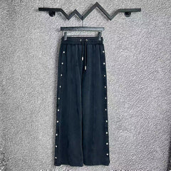 Chrome Hearts Studded Side-Seam Straight-Leg Lounge Pants (Navy Blue)