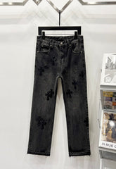 Chrome Hearts Black & Tonal Black Cross Patch Denim Jeans