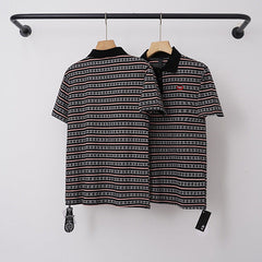 Chrome Hearts Dark Monogram Striped Short Sleeve Polo Shirt