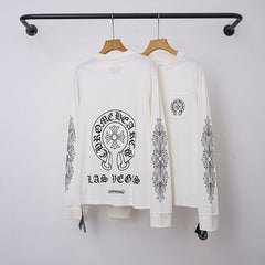 Chrome Hearts "LAS VEGAS" Horseshoe & Cross Long Sleeve (White)