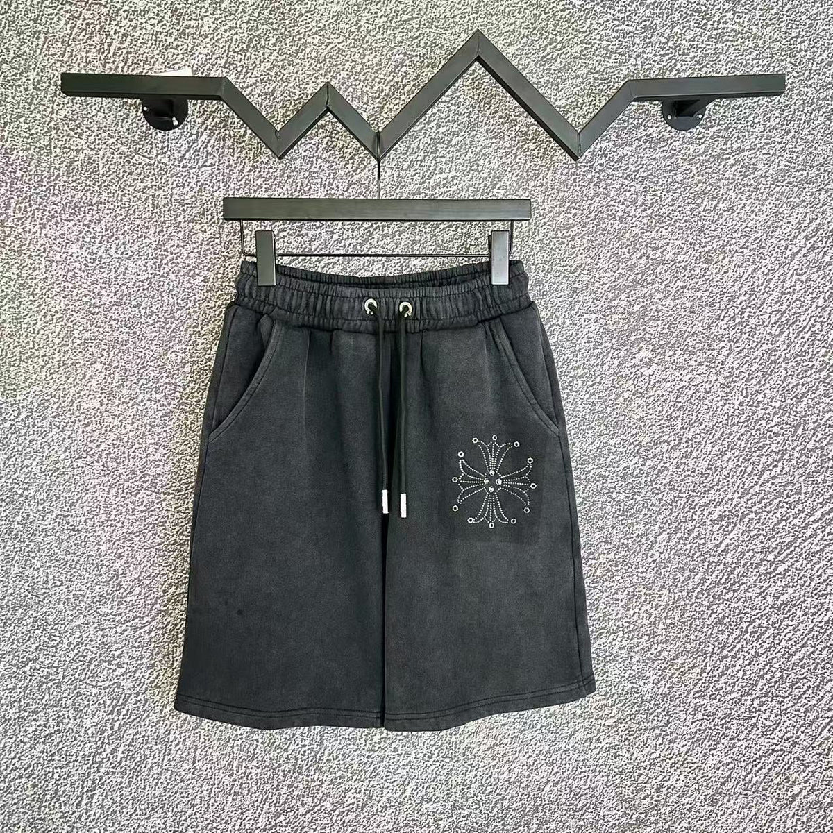 Chrome Hearts Black Heavy Wash Square Cross Patch Sweatshorts