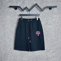 Chrome Hearts Black & Pink Cross Logo Sweatshorts