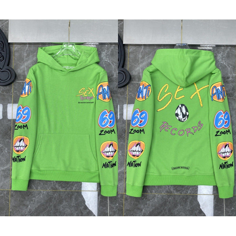 Chrome Hearts "Get High Records" Multi-Graphic Hoodie (Green)