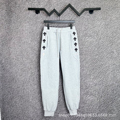 Chrome Hearts Side-Cross Applique Lounge Pants (Light Grey)
