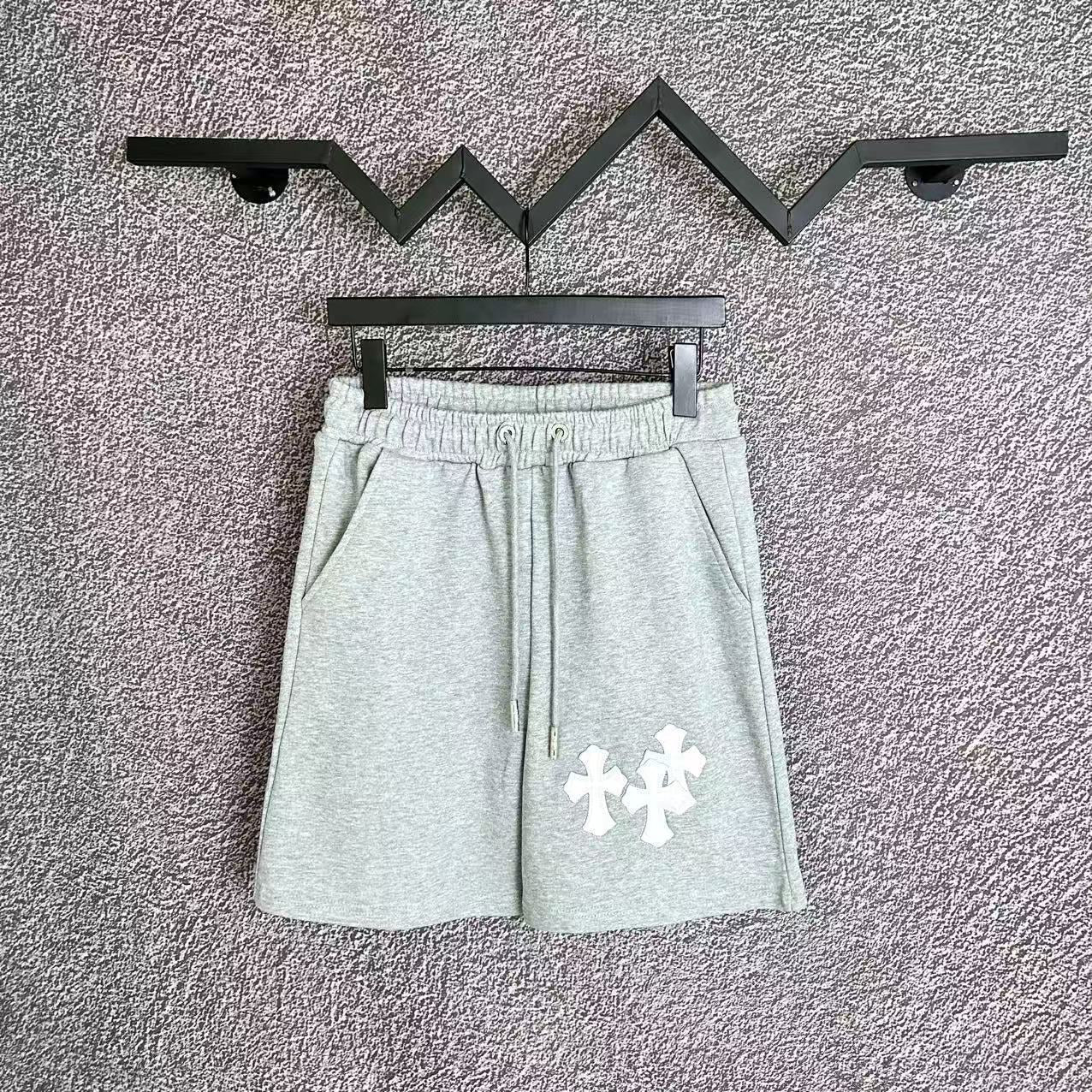 Chrome Hearts Light Gray & White Cross Patch Sweatshorts