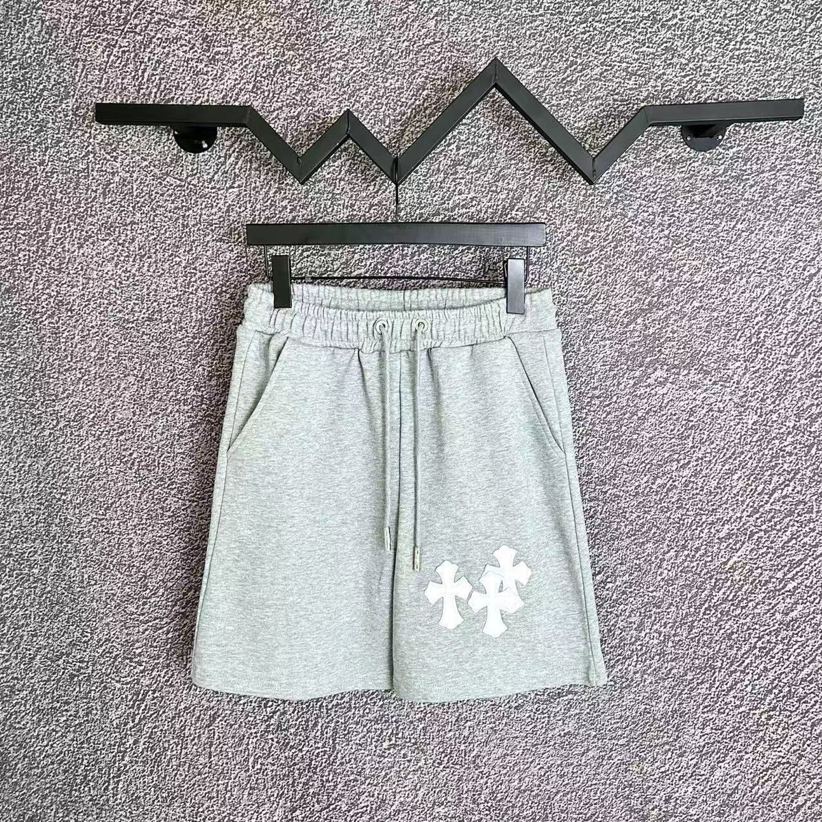Chrome Hearts Light Gray & White Cross Patch Sweatshorts
