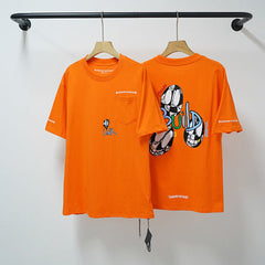 Chrome Hearts Cartoon Graphic & Lettering Short Sleeve T-Shirt (Orange)