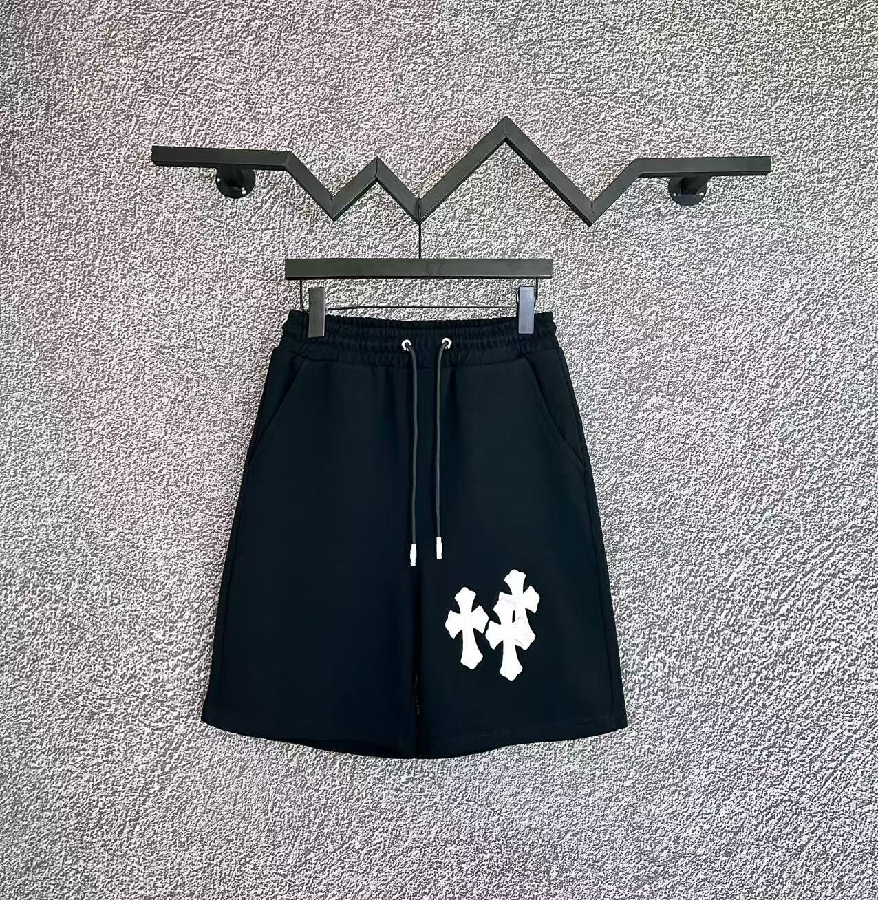 Chrome Hearts Black & White Cross Patch Sweatshorts