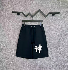 Chrome Hearts Black & White Cross Patch Sweatshorts