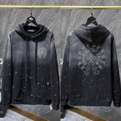 Chrome Hearts Gradient Black/Grey Paint Splatter Horseshoe Hoodie