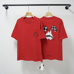 Chrome Hearts Checkerboard Lips Graphic Short Sleeve T-Shirt (Red)