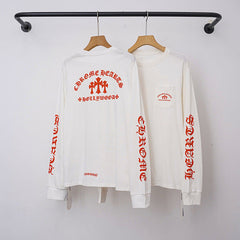Chrome Hearts "HOLLYWOOD" Gothic Script & Cross Long Sleeve (White)