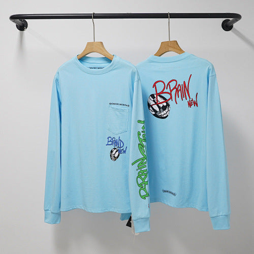 Chrome Hearts "BRAIN" Graphic & Sleeve Emblem Long Sleeve (Light Blue)