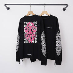 Chrome Hearts Pink Floral Vine Cross Long Sleeve (Black)
