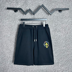 Chrome Hearts Black & Yellow Cross Logo Sweatshorts