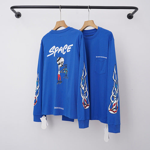 Chrome Hearts "SPACE" Cartoon Graphic Long Sleeve (Blue)