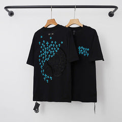 Chrome Hearts Diagonal Blue Cross Cluster Short Sleeve T-Shirt (Black)