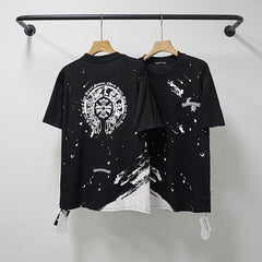Chrome Hearts Paint Splatter Horseshoe & Cross T-Shirt (Black)