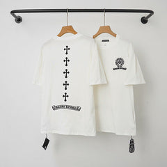 Chrome Hearts Vertical Cross Alignment Short Sleeve T-Shirt (White)