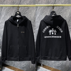Chrome Hearts "Hollywood" Cross Zip-Up Hoodie (Black)