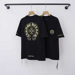 Chrome Hearts Yellow Horseshoe & Cross Short Sleeve T-Shirt (Black)
