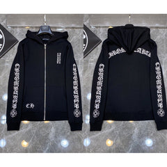 Chrome Hearts Gothic Letter Zip-Up Hoodie (Black)