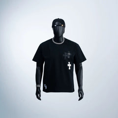 Chrome Hearts White Cross Logo Short Sleeve T-Shirt (Black)