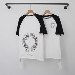 Chrome Hearts Raglan Sleeve Horseshoe Short Sleeve T-Shirt (White/Black)