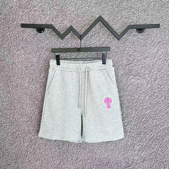 Chrome Hearts Light Gray & Pink Cross Logo Sweatshorts