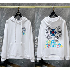 Chrome Hearts Multi-Color Cluster Cross Hoodie (White)